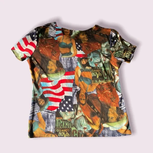 Cute Vintage-style Collage Summer Tee - Picture 2 of 2